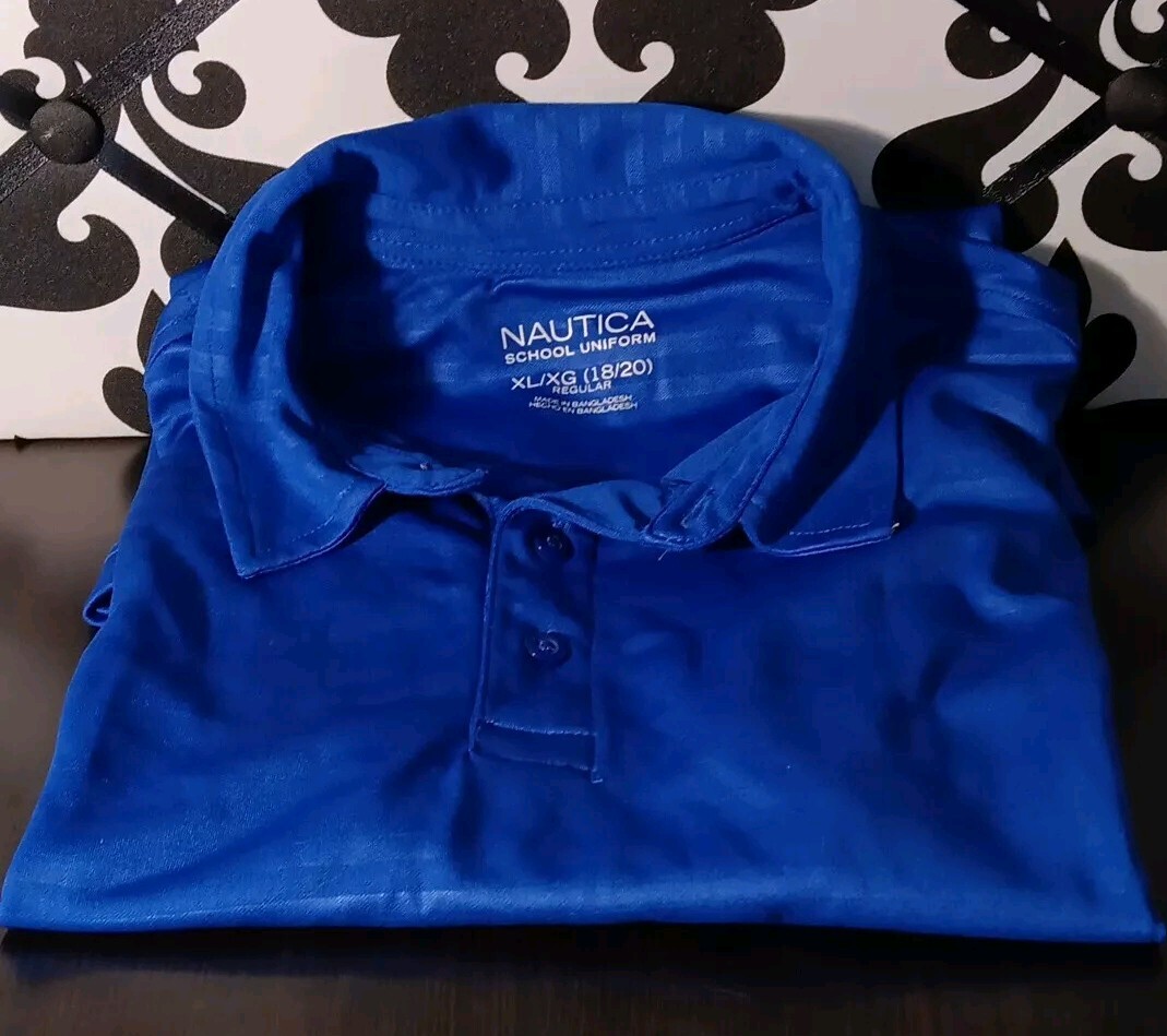 Nautica Boys School Uniform Polo Shirt Royal Blue Size XL (18/20) Never worn