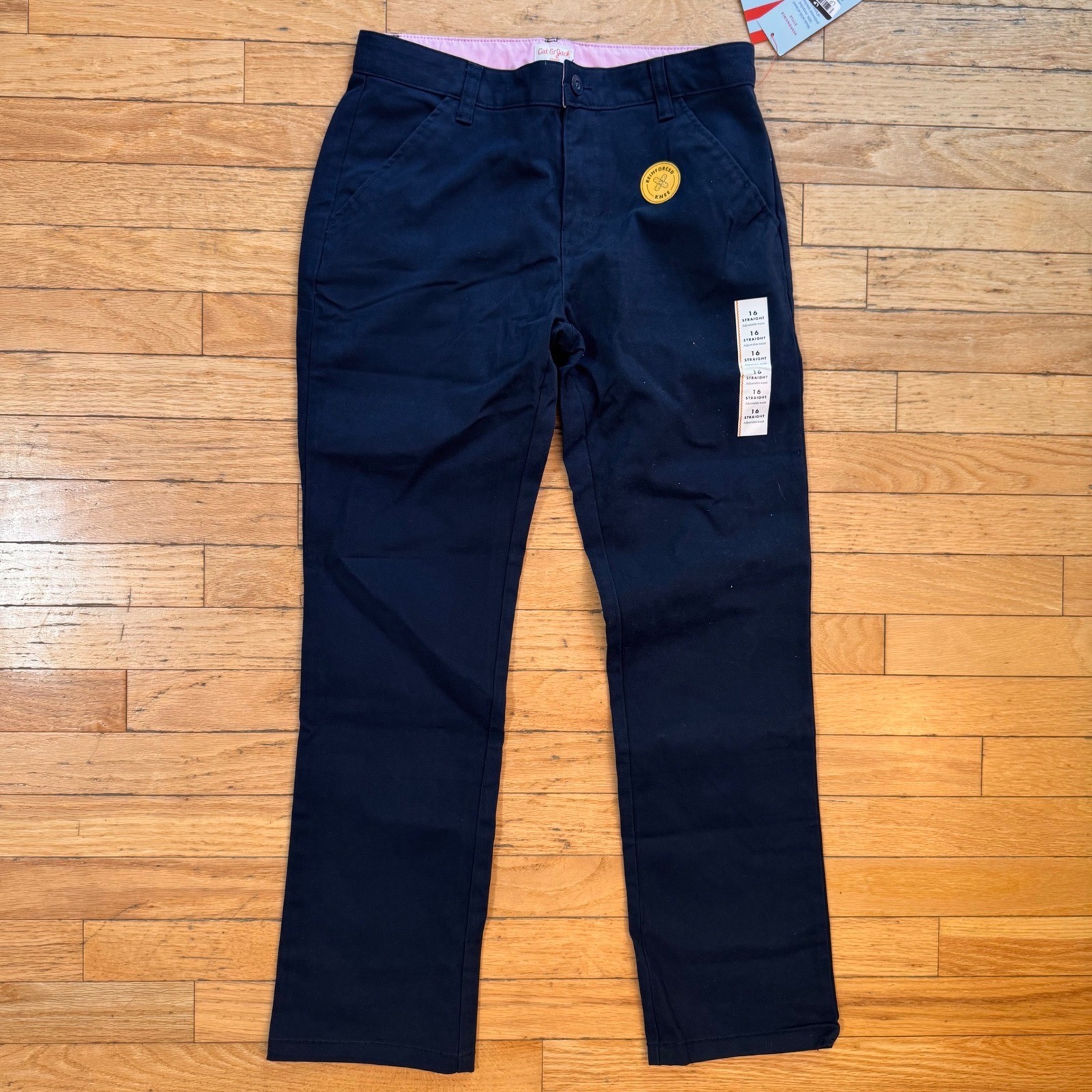 Cat & Jack Girls Navy Blue Straight Leg School Uniform Pants Reinforced Knee 16
