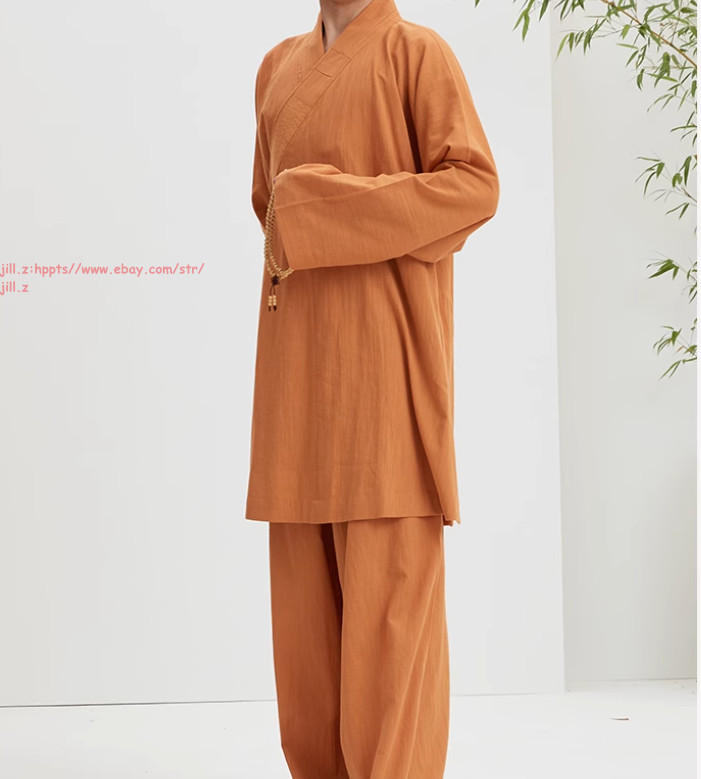 Buddhist Shaolin Monk Robe Full Set/Cotton Thin Kung Fu Suit Meditation Uniforms
