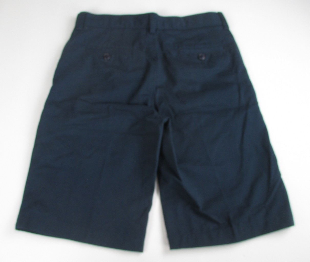 LANDS END Navy School Uniform Plain Front Chino Shorts Boys 14 *NEW*