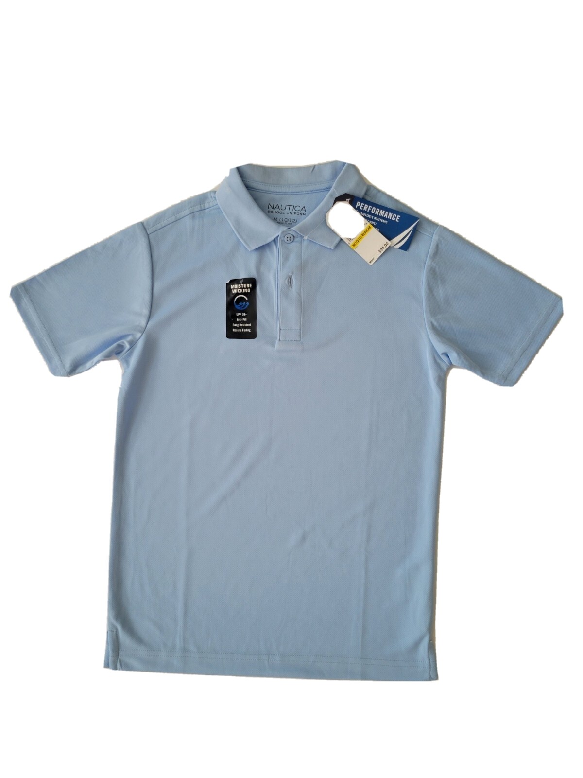 Boys Moisture Wicking Polo Shirt School Uniform Medium M (10/12) UPF 50+