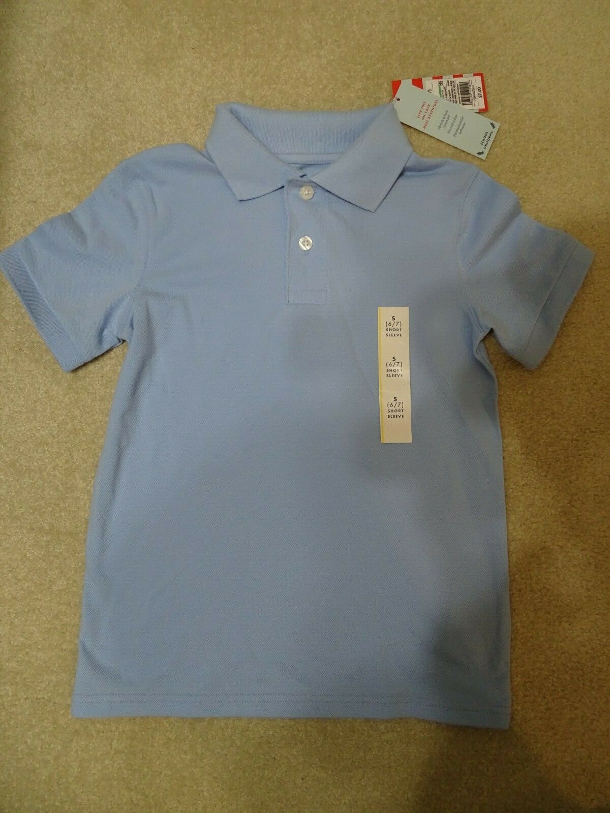 Cat & Jack Boys School Uniform Blue Polo Shirt-Smoke/Pet-free-S 6/7-NWT