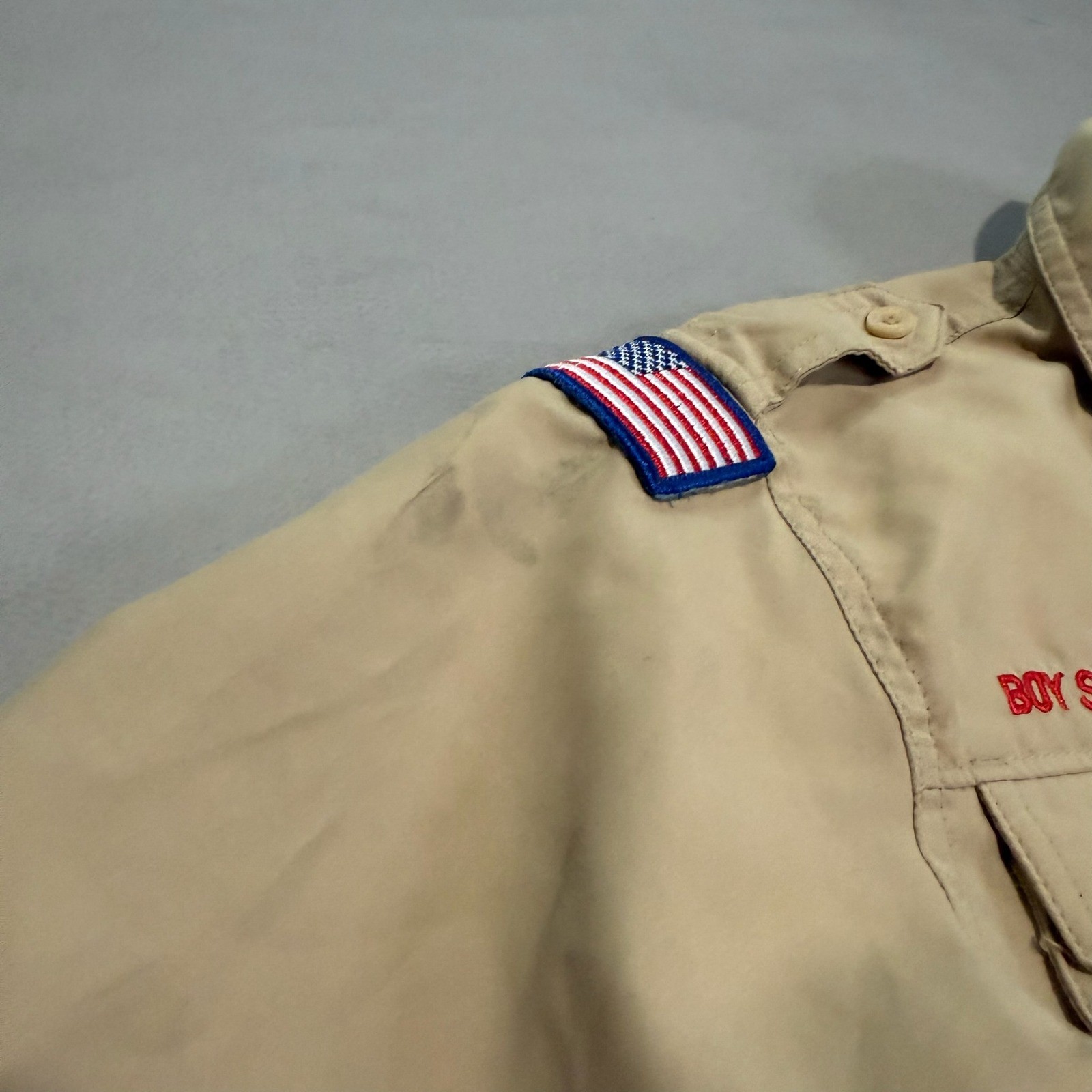 Boy Scouts of America Youth Kid MED Khaki Short Sleeve Uniform Shirt Tan BSA6192