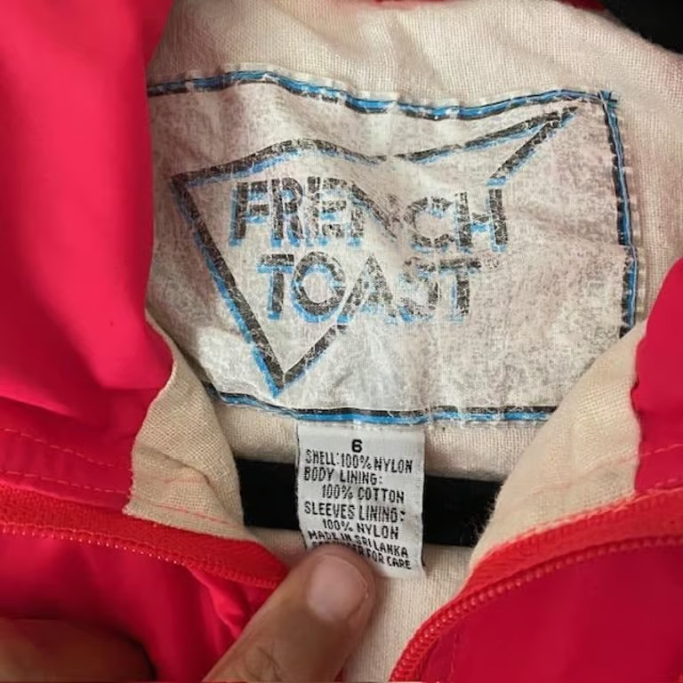 Vintage French Toast Red Teal Black Hooded Zip Up Windbreaker Colorblock Size 6