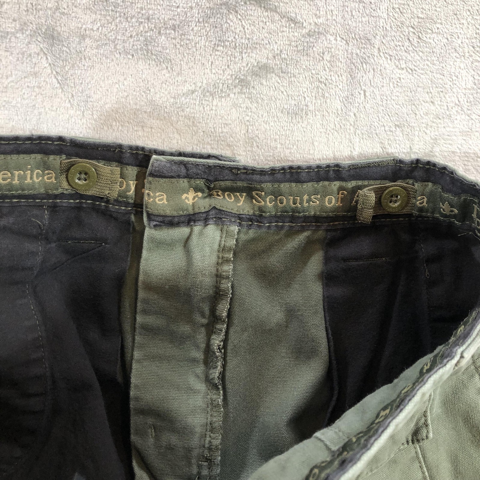 vtg Boy Scouts of America Cargo Shorts Youth 18 Green Uniform Canvas Hiking BSA