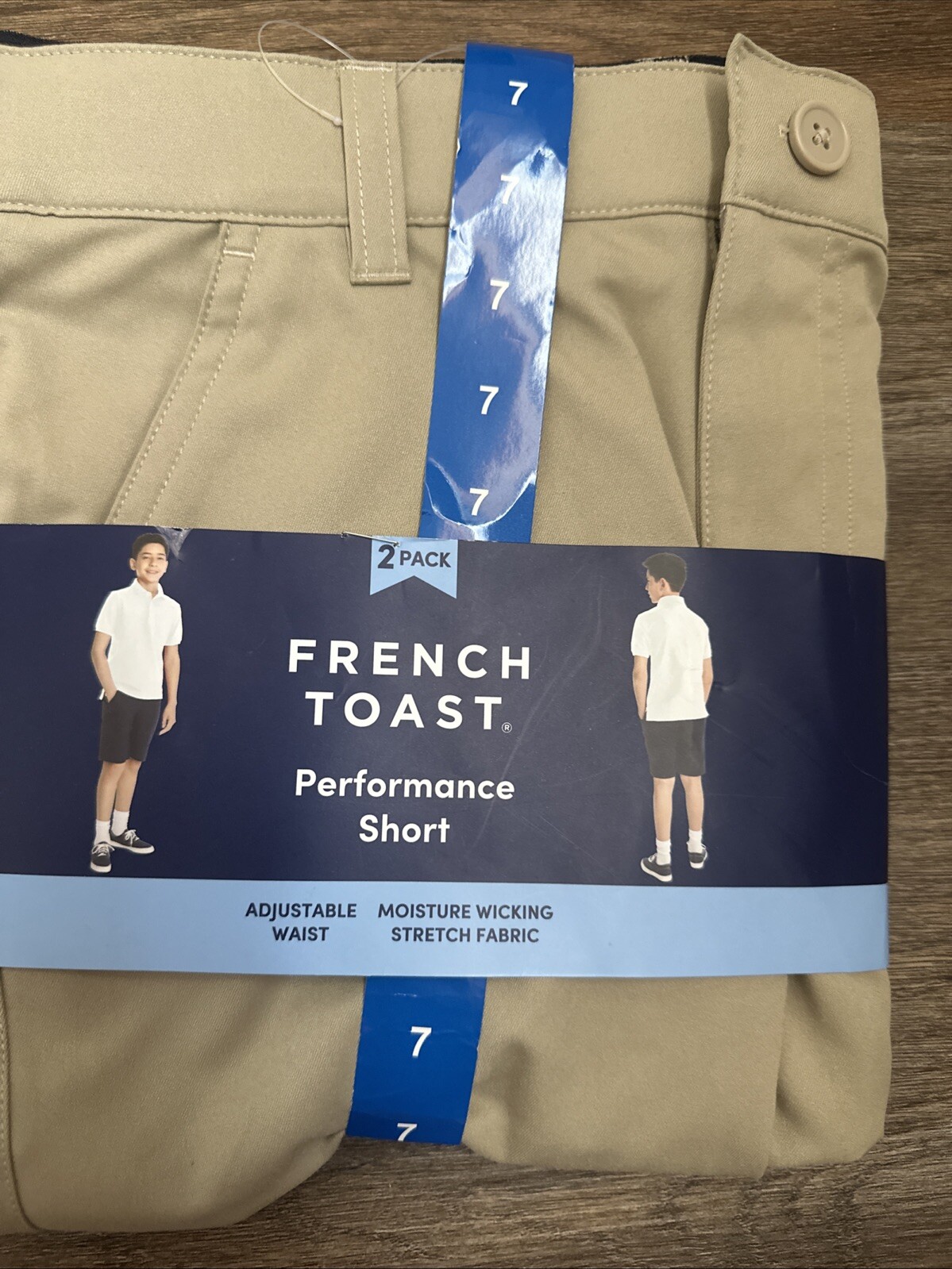 French Toast Youth Boy’s Khaki 2-Pack Performance Uniform Shorts Size 7 NEW