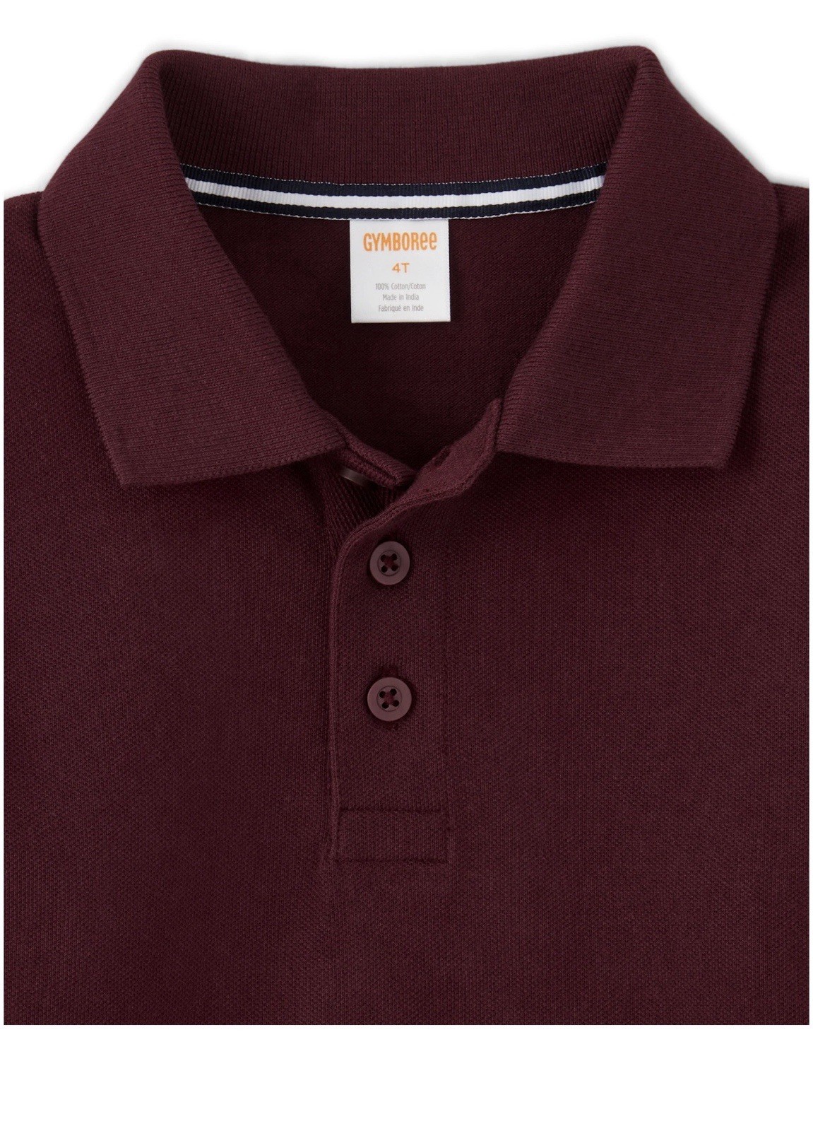 GYMBOREE Play Proof Boys Burgundy Stain-Resistant Polo Uniform Shirt