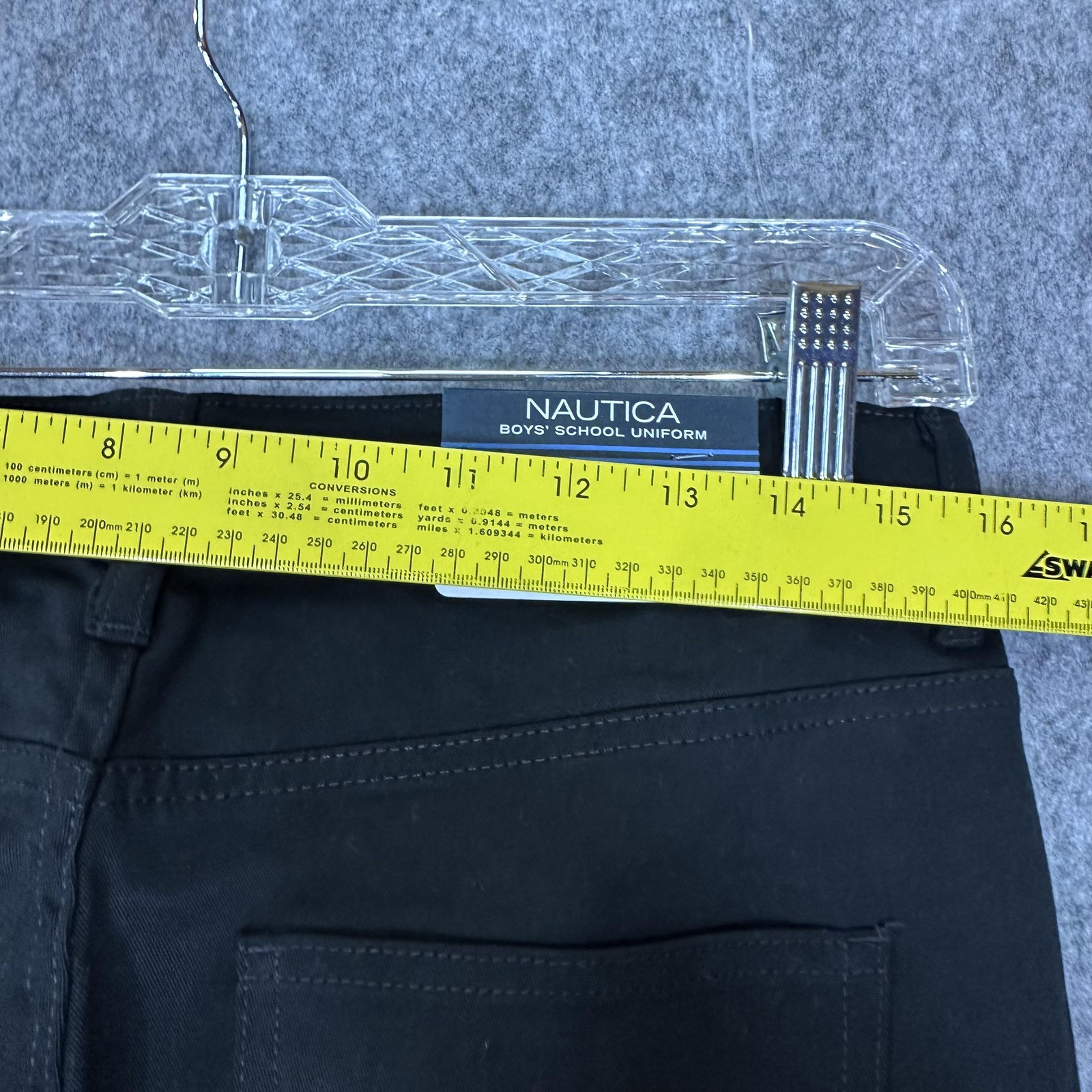 Nautica Pants Boys 18 Husky Black School Uniform Adjustable Waist Stretch