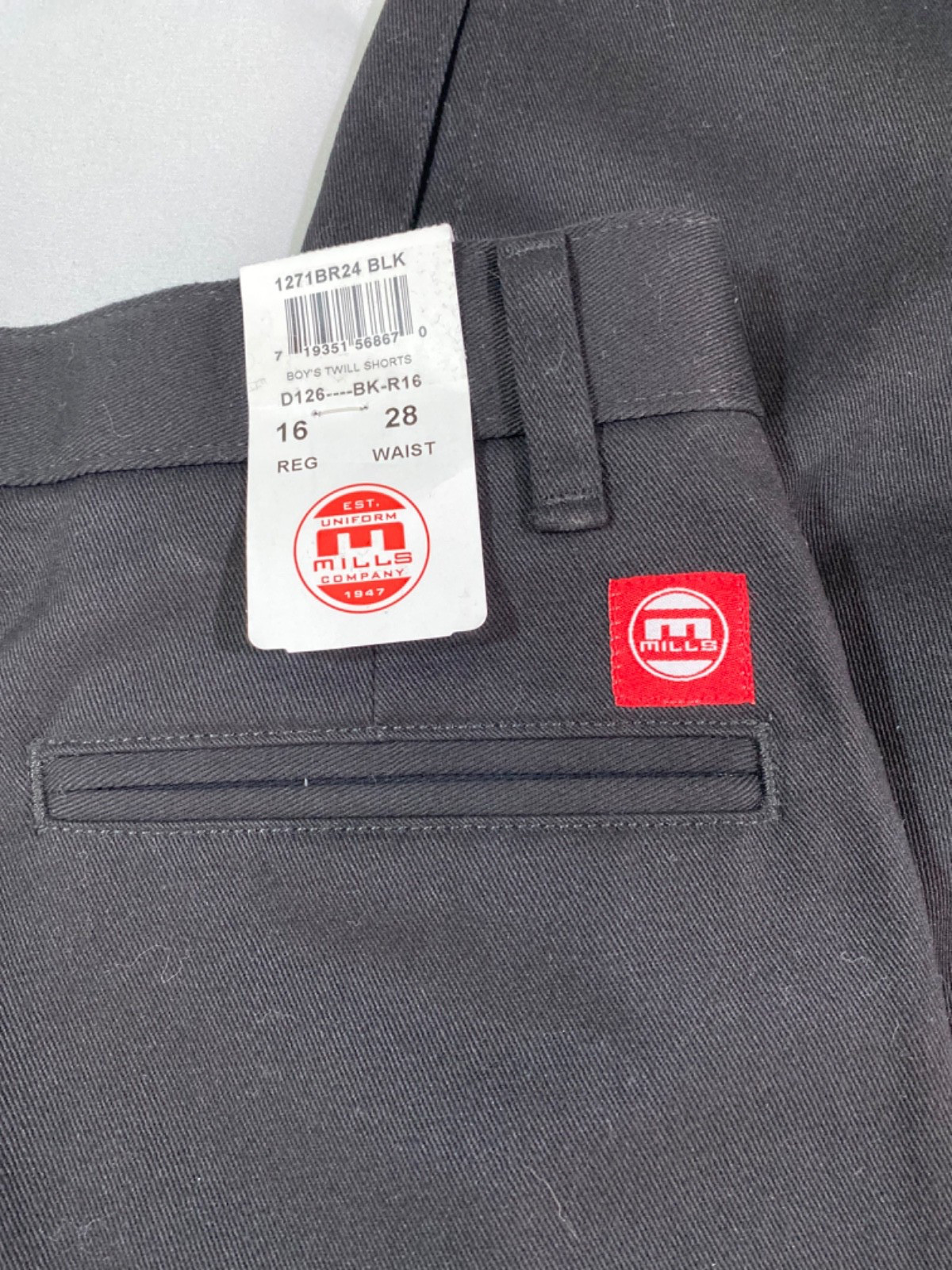 Mills Uniform Co. Boy’s Black Twill Shorts Size Regular 16 Adj. Waist Lot of 2