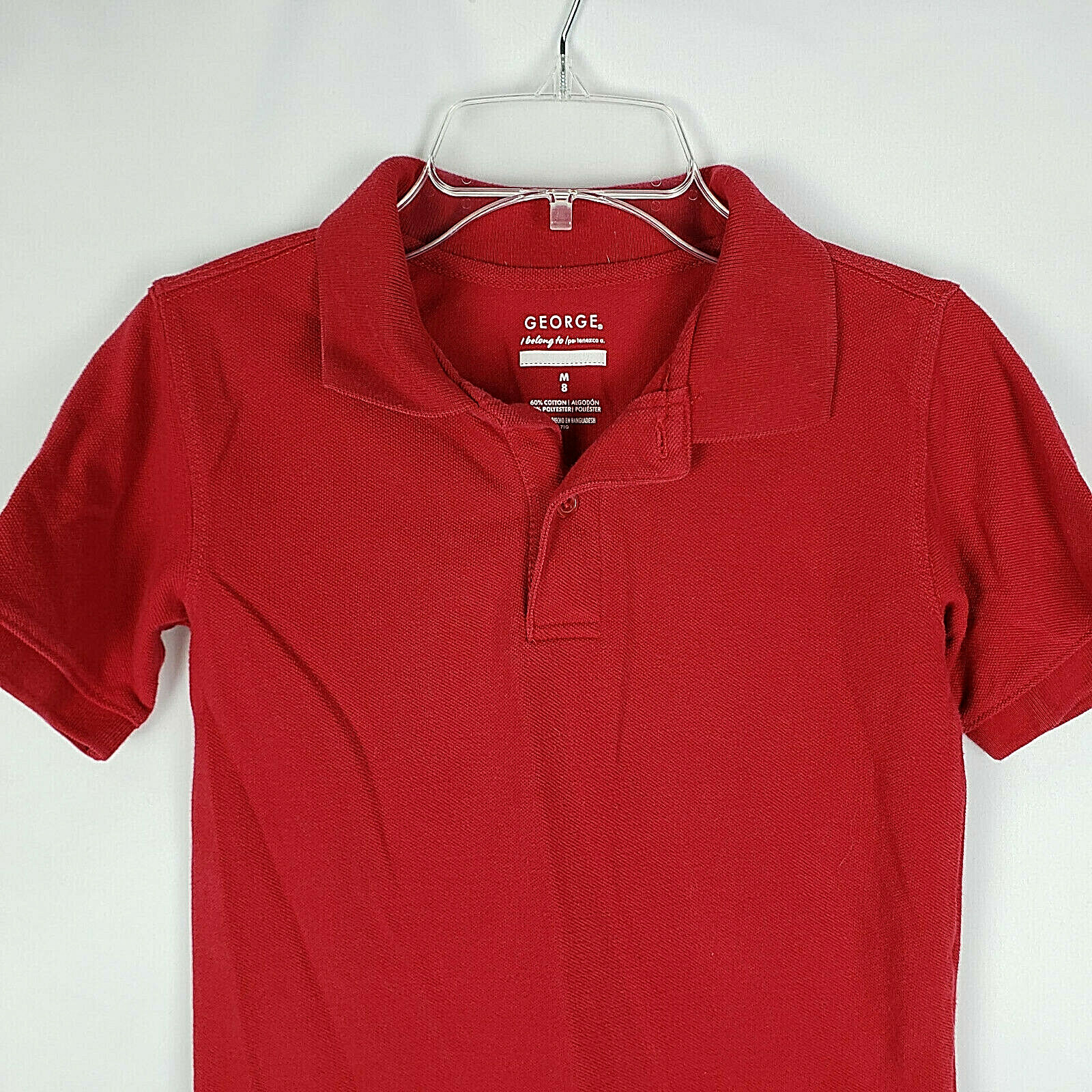 George Boys Uniform Short Sleeve Polo Shirt Red Size M/8 AG