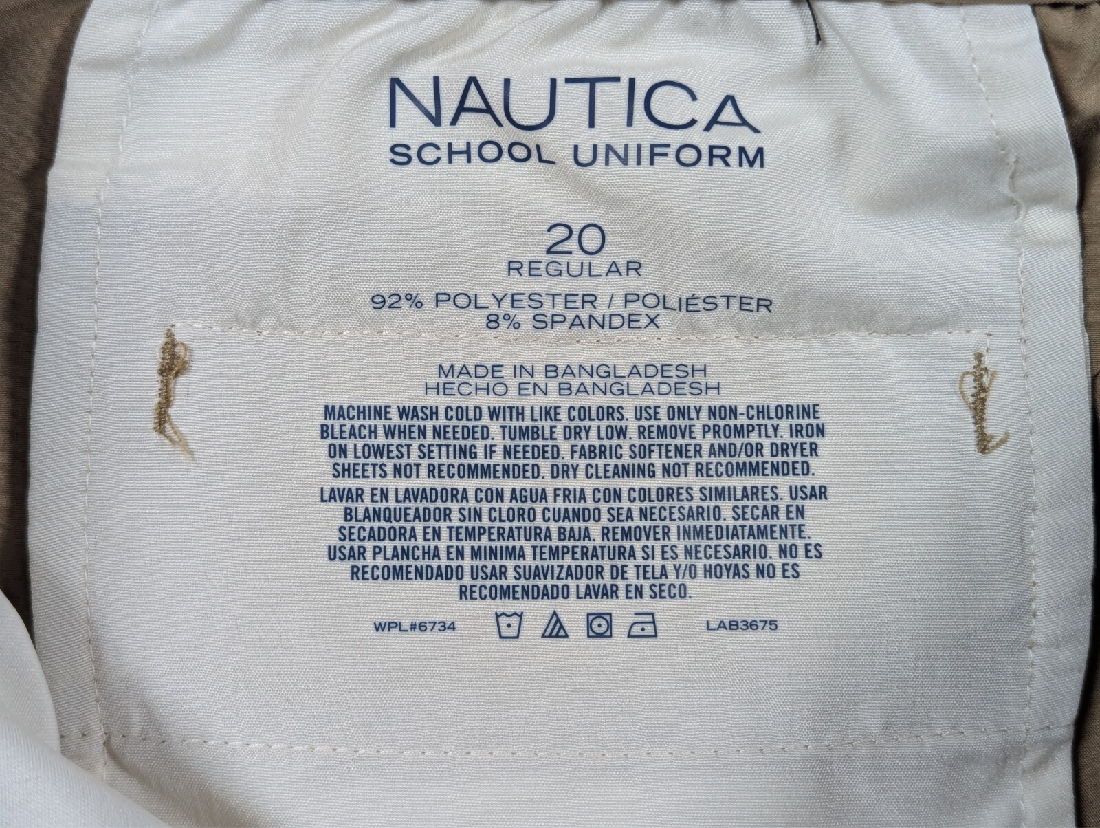 Nautica – School Uniform Shorts – 232 Burnished Khaki – NUFCC46F – Size: 20 Reg