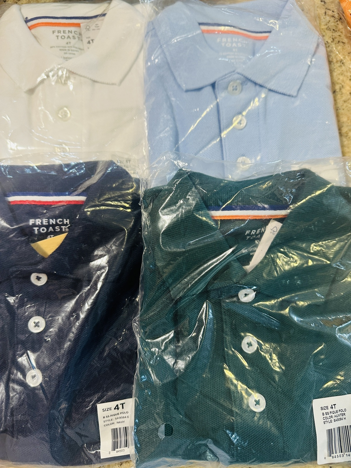 7 PACK French Toast Boys’ Short Sleeve Pique Polo Uniform Shirt (7 Pack) Size 4T