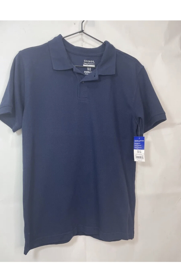 George Boys Navy Blue XL 14 -16 Short Sleeve Polo Uniform Shirt