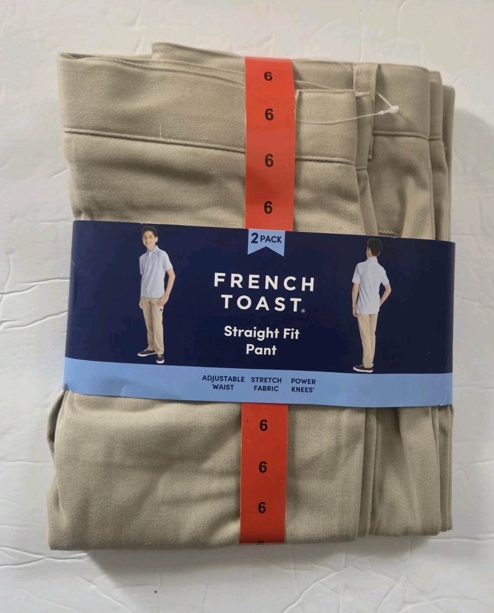 NWT French Toast Boys Size 6 Straight Fit School Uniform Pants Khaki & Navy # 4