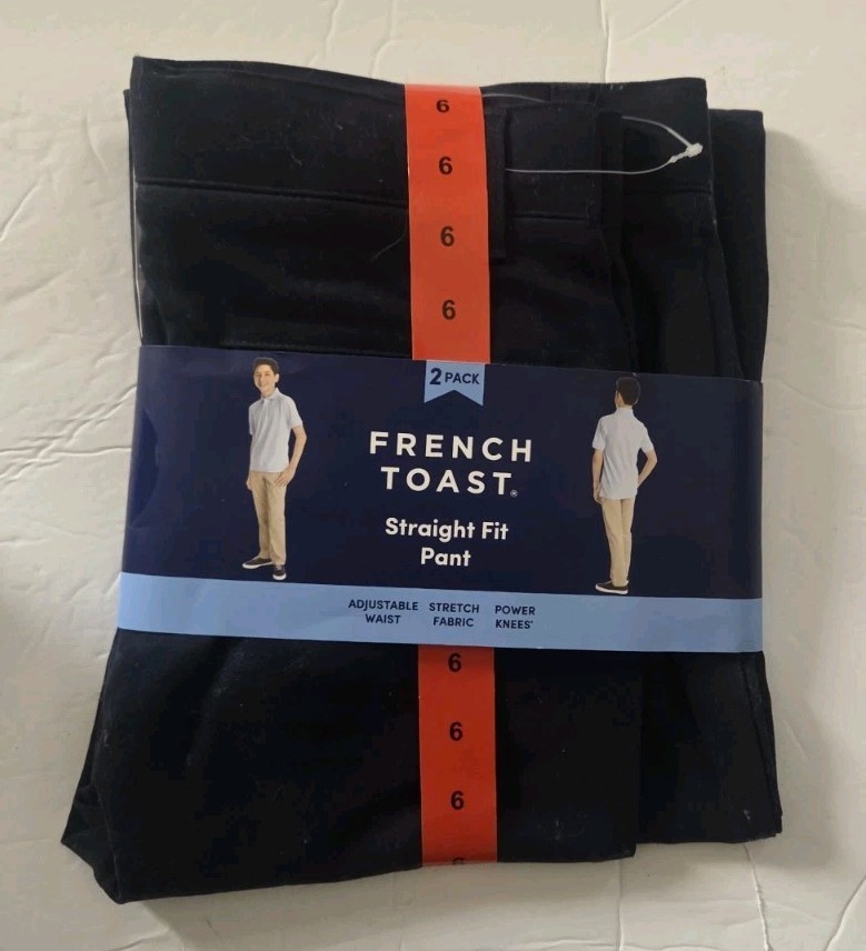 NWT French Toast Boys Size 6 Straight Fit School Uniform Pants Khaki & Navy # 4