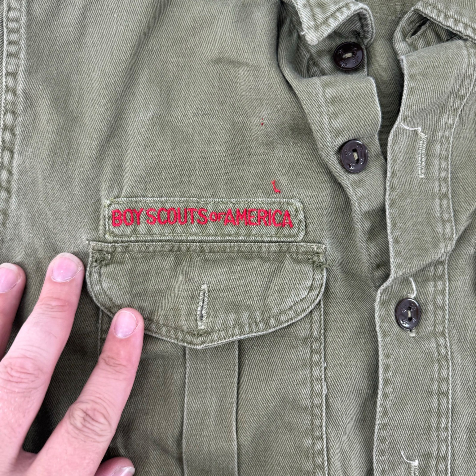 Vintage Boy Scouts of America Official Shirt Sanforized Patchwork Kids Size 13