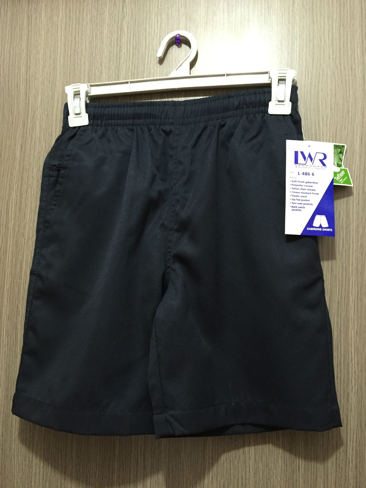 BNWT Boys Sz 6 LW Reid Brand Navy Blue Gaberdine Elastic Waist School Shorts