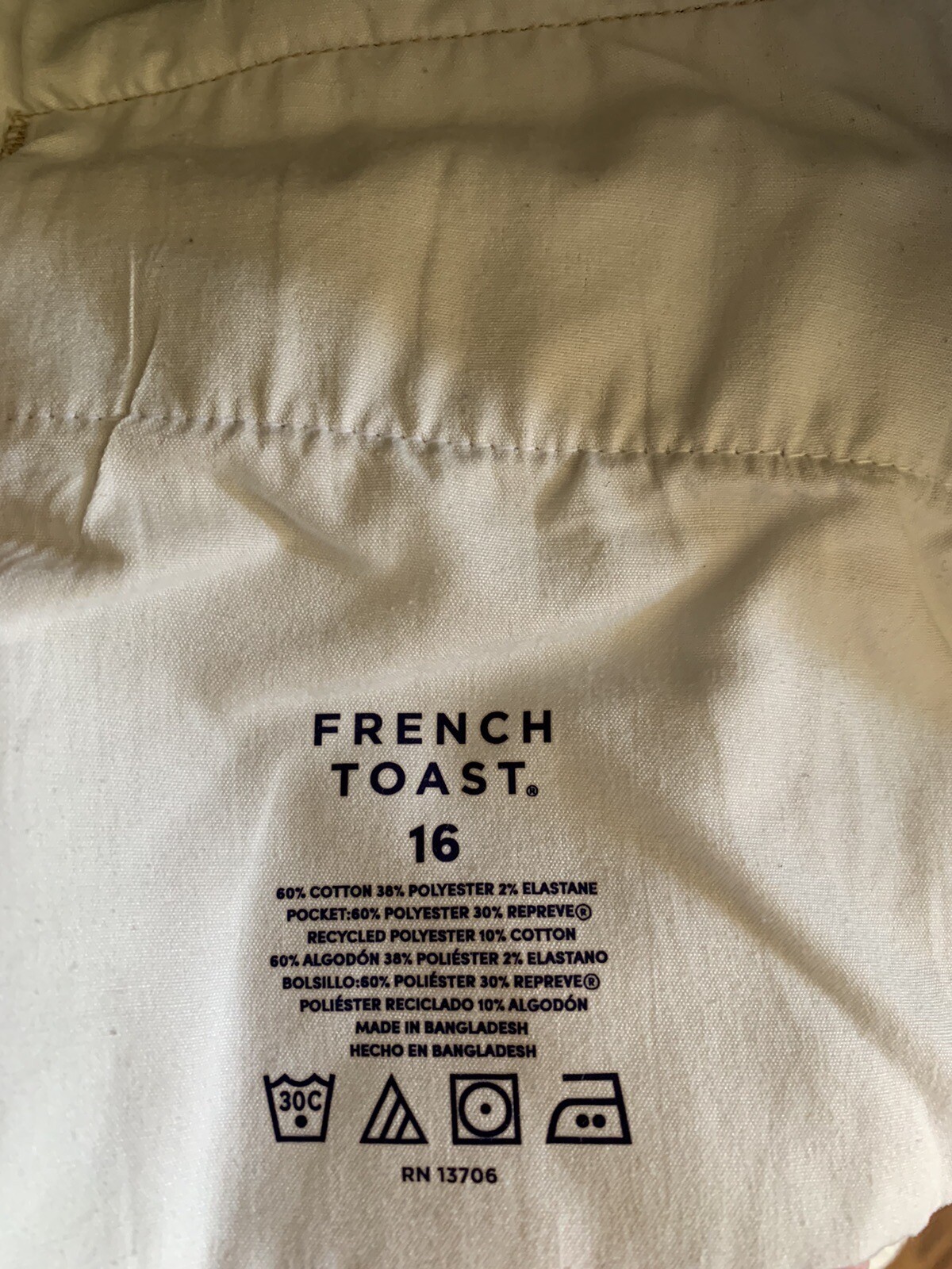 NWOT French Toast Boys Adjustable Waist Straight Fit Uniform Pants Khaki