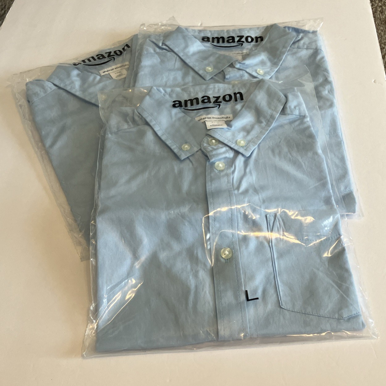 Amazon Essentials 3 Pack Boys BmUniform Dress Long-Sleeve Woven Blue Large C534