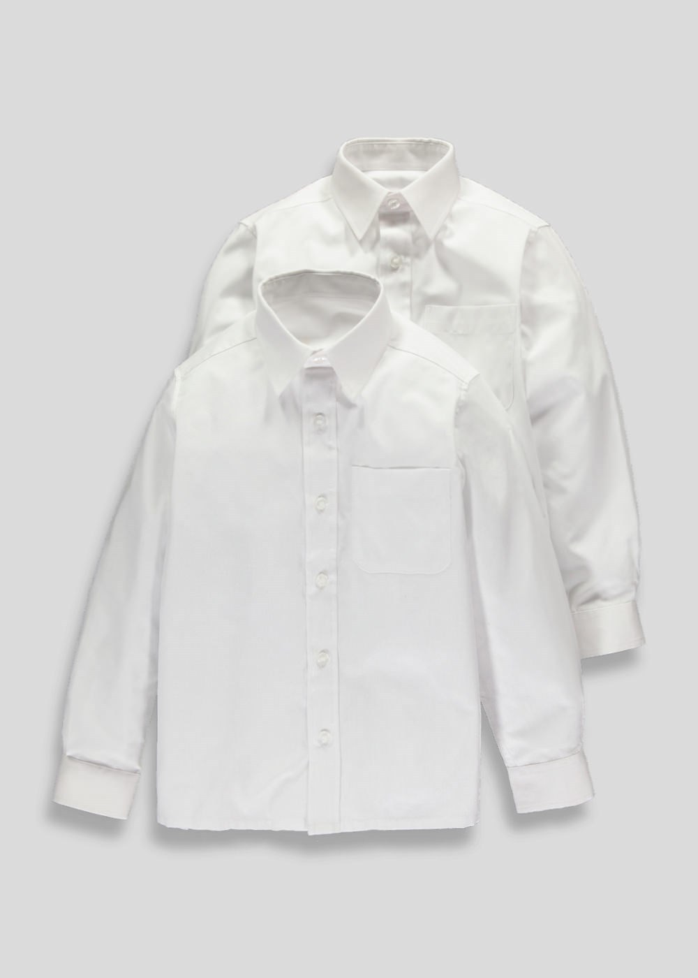 Boys 2 Pack White Long Sleeve School Shirts 3-16 Years Shirt Easy Iron