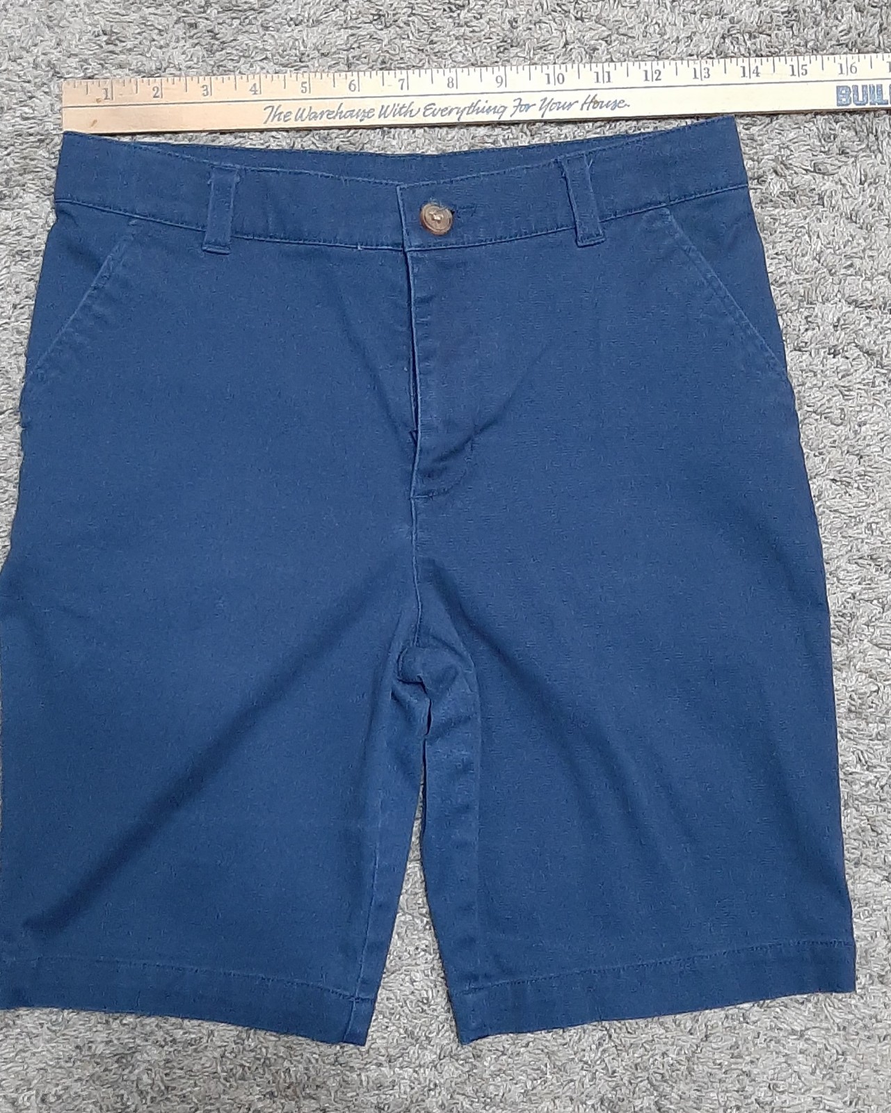 Wonder Nation Boys Uniform Shorts Blue Size 14 Cotton Blend Button Closure