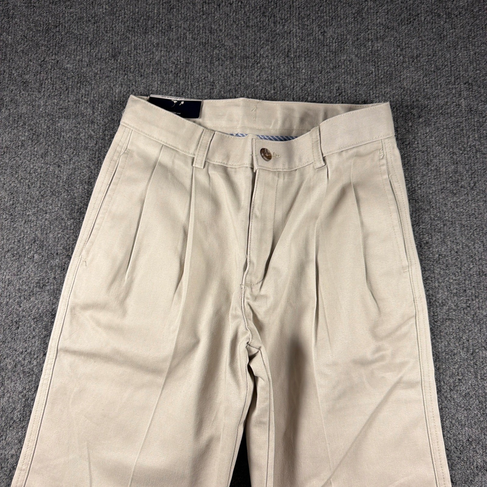 Chaps Pleated Front Pants Boys 12 Regular Cement Tan Schoolwear Adjustable Waist