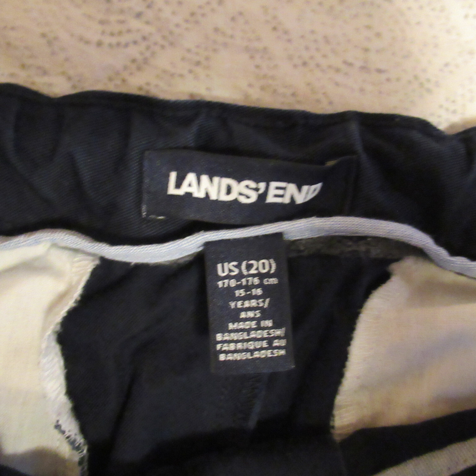 Lands’ End Boys Navy Iron Knee Chino Twill Cadet School Uniform Pants Boys 20