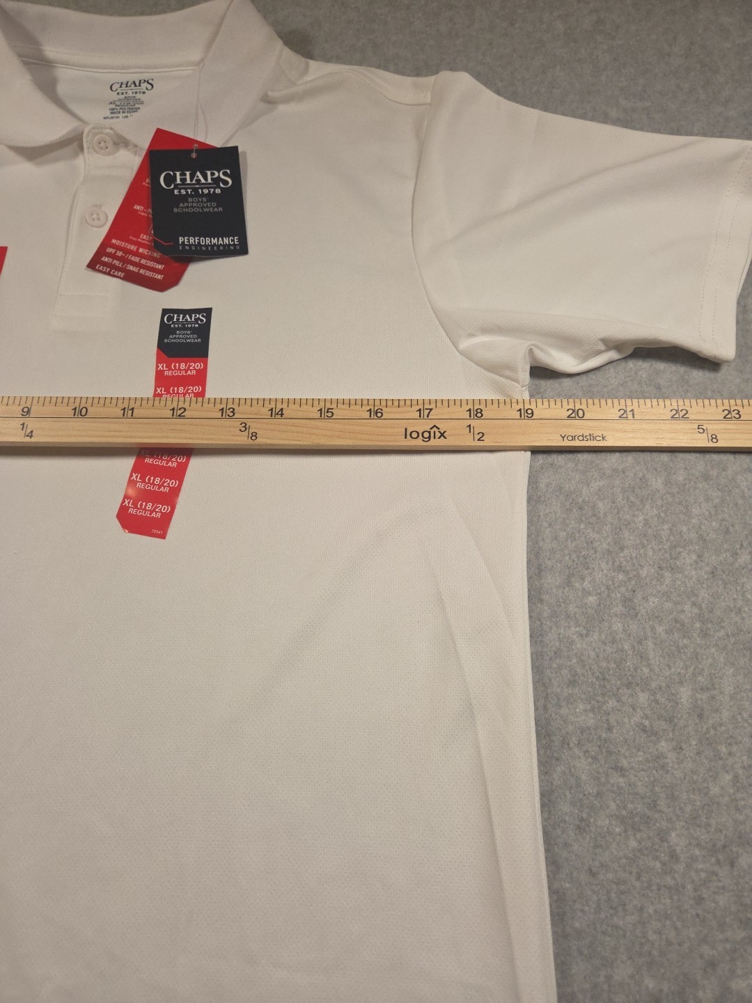Chaps Boys’ Performance Short Sleeve Shirt XL (18/20) White – Lot of 2