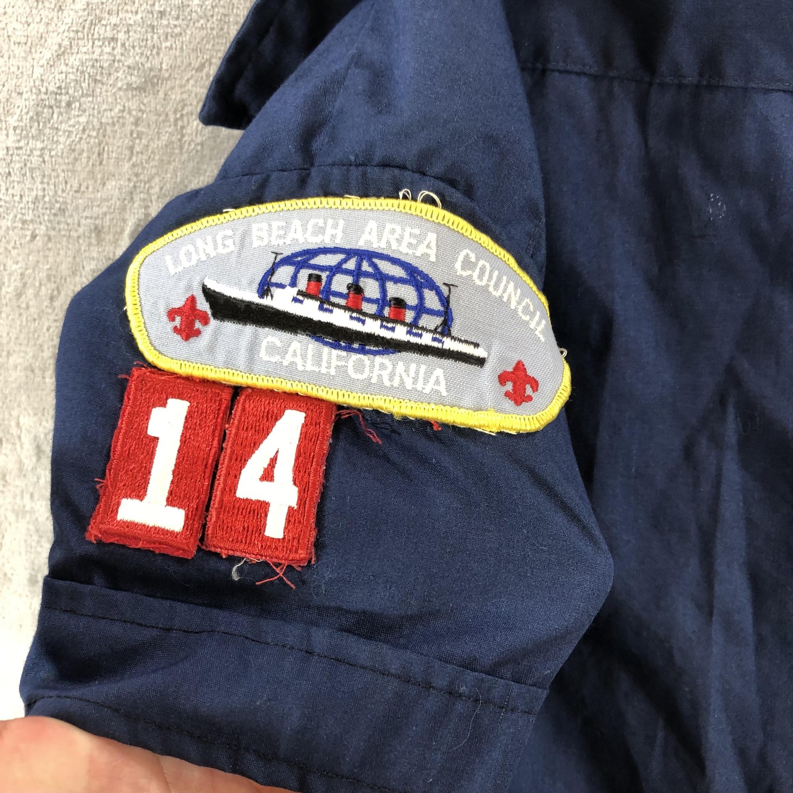 Vintage Boy Scouts Of America Shirt Youth Small Blue Uniform Patches 1980s