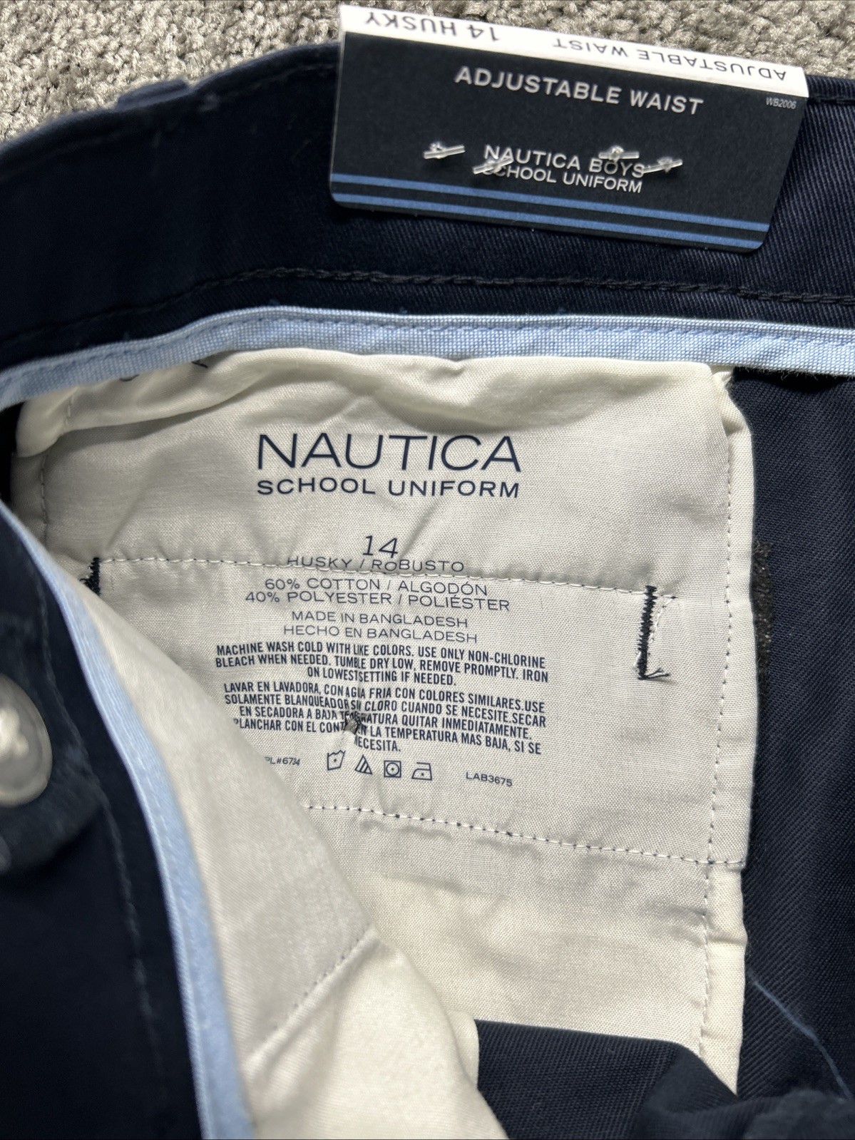 Nautica Boys School Uniform Pants 14 Husky 29×26 Navy Msrp 36.00