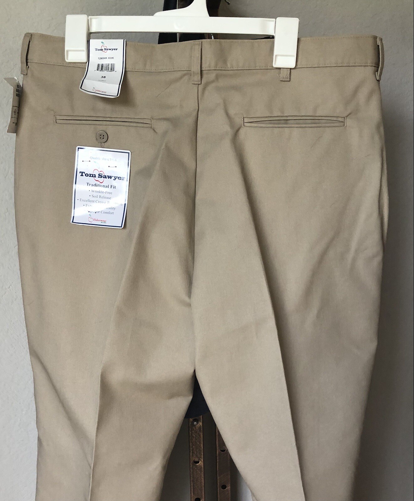 School Uniform Khaki Size38 Husky Adjustable Fit Tom Sawyer Wrinkle Free