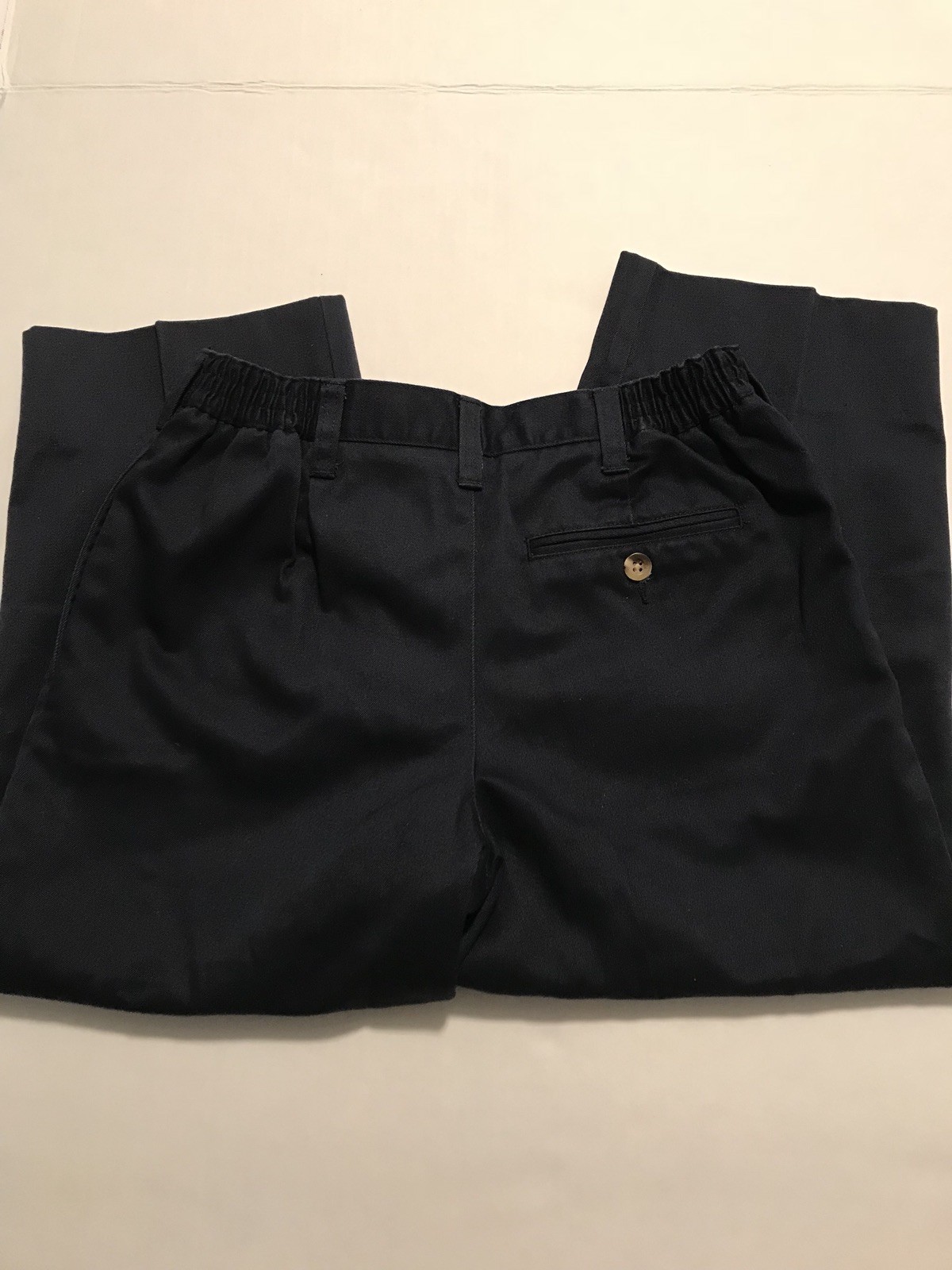 LANDS END Navy Blue School Uniform Pleated front Chino Pants Boys 10 Husky D003