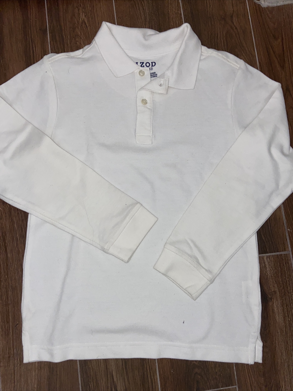 Boys Izod polo style shirt long sleeves white size 10-12