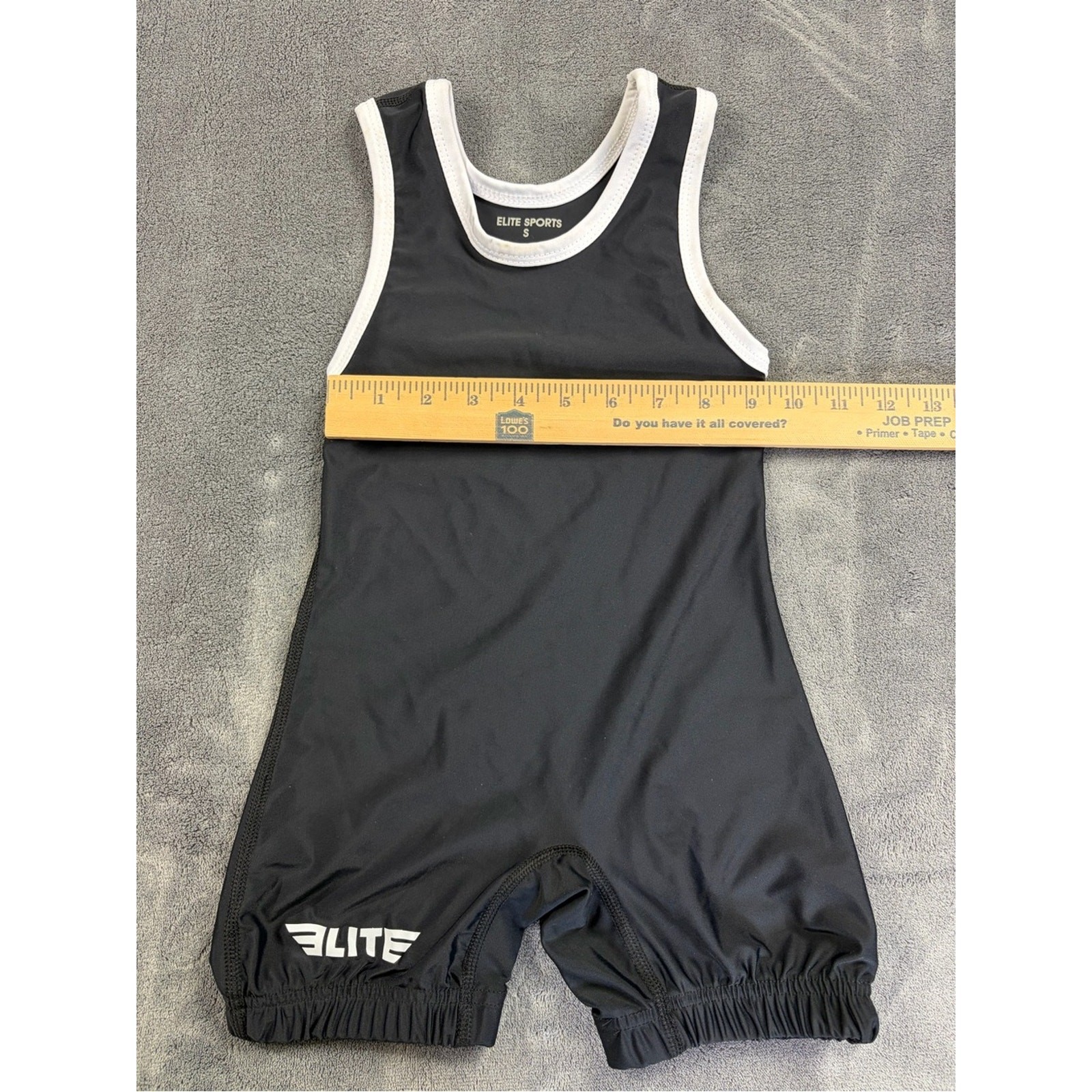 Elite Sports Black Kids Wresling Singlet with White Trim