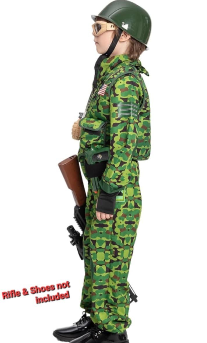 Special Forces Army Costume Child Sz L Camo Military Tactical Uniform Halloween