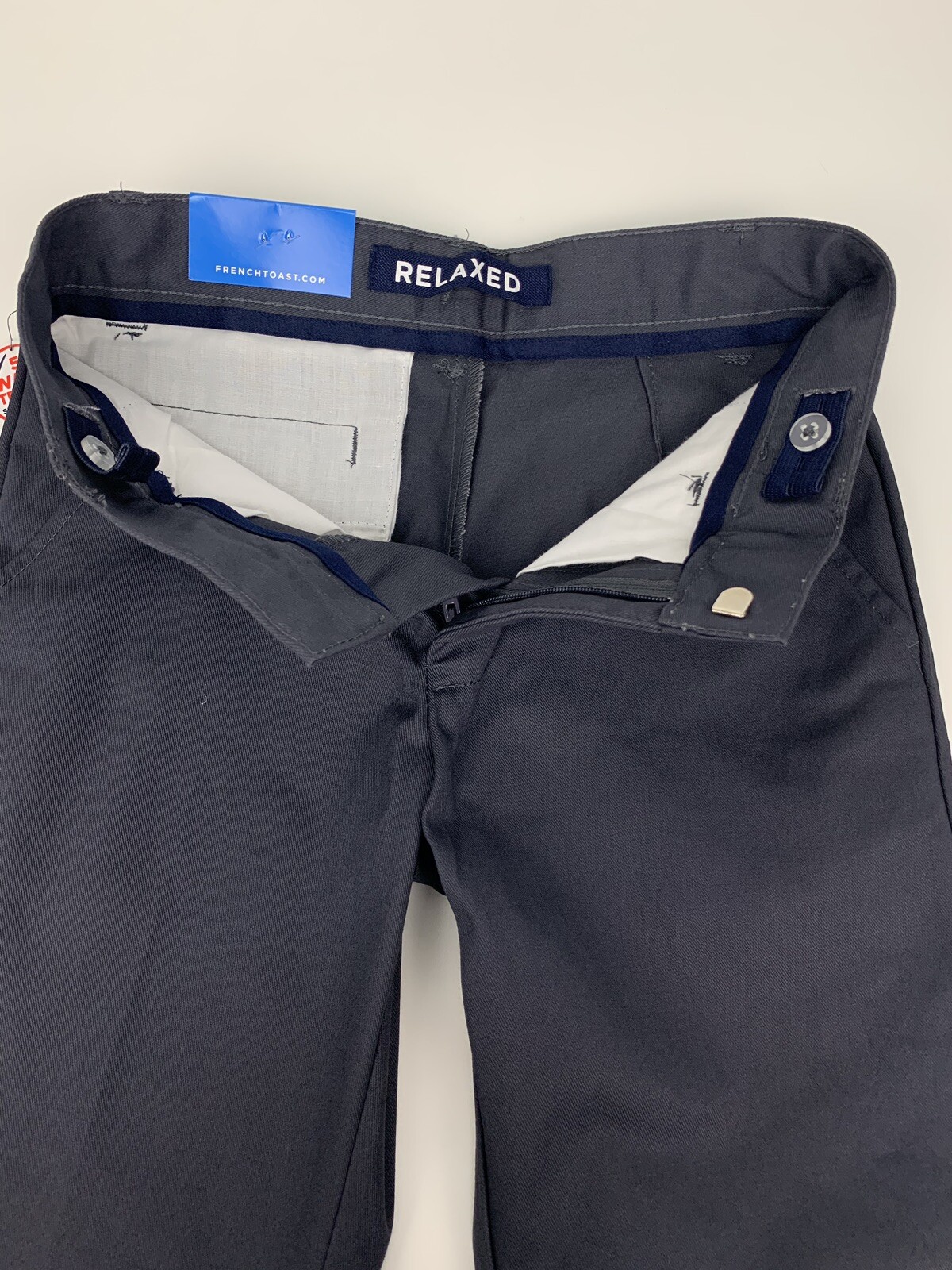 French Toast Boys Uniform Pants Relaxed Adjustable Waist Double Knee Grey Size 8