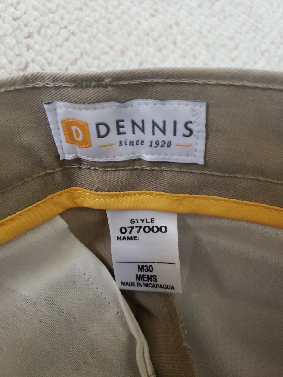 Dennis Uniform Style 077000 Khaki Irvington Pants M30 Mens