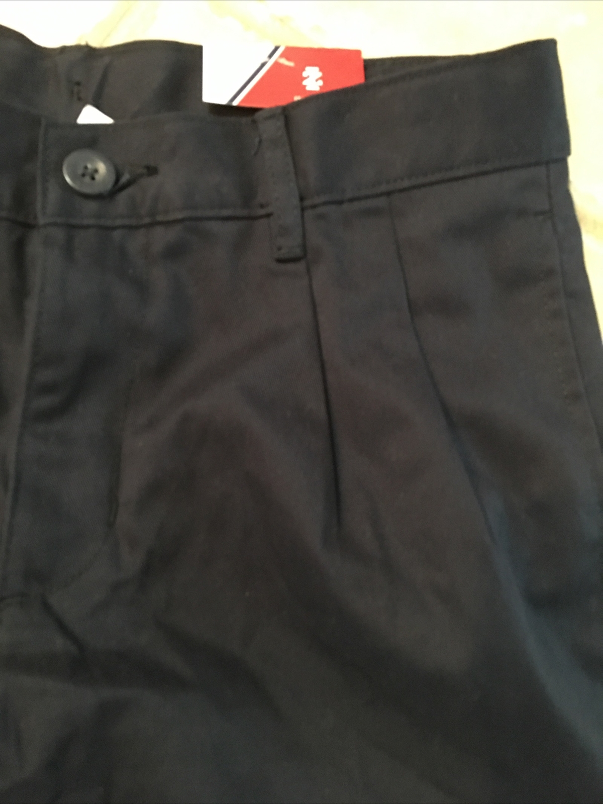Izod 12 Husky Boys pleated navy adjustable waist school uniform shorts nwt