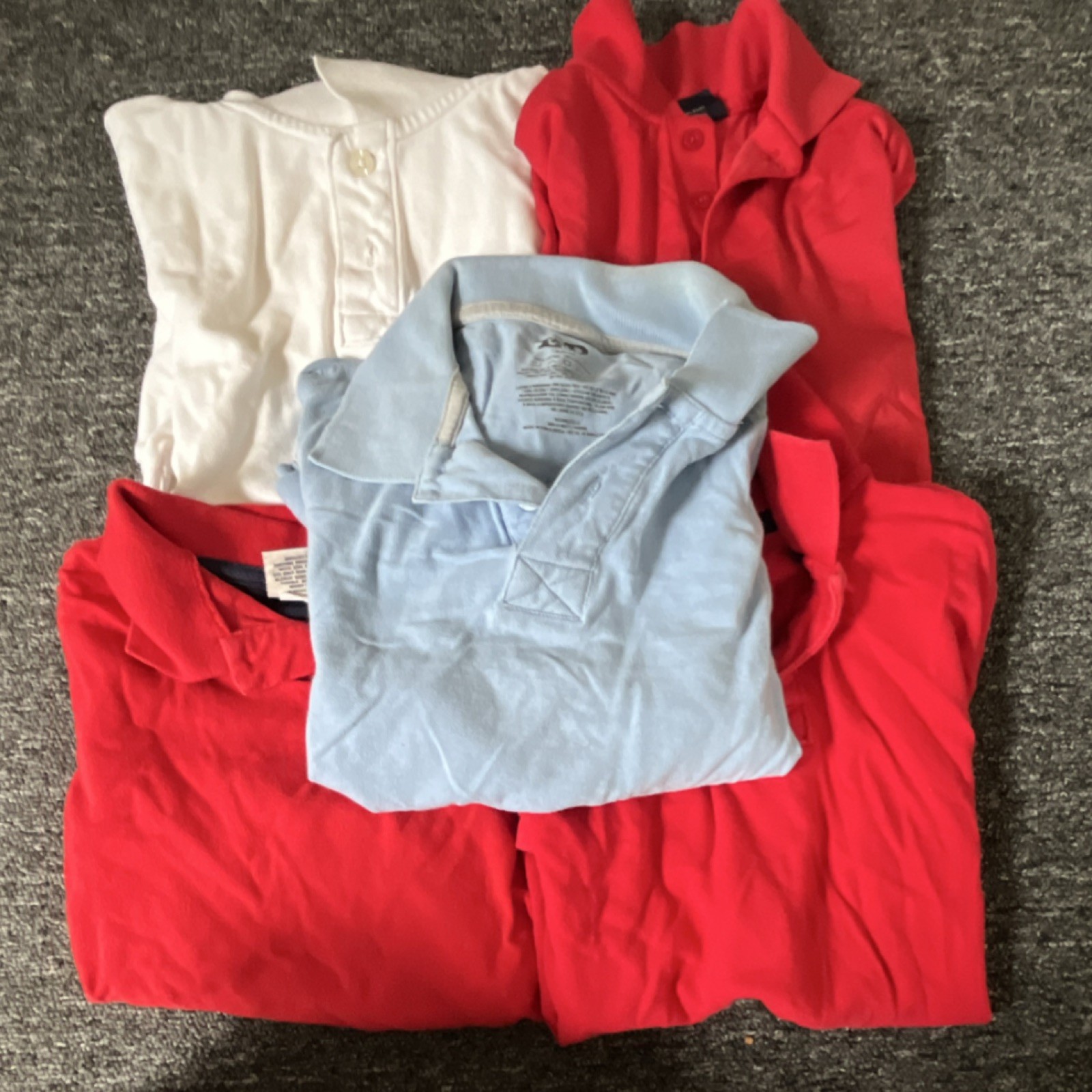 Boys Polo Shirt Lot 5pc M (8/10) Cotton Red/White/Blue