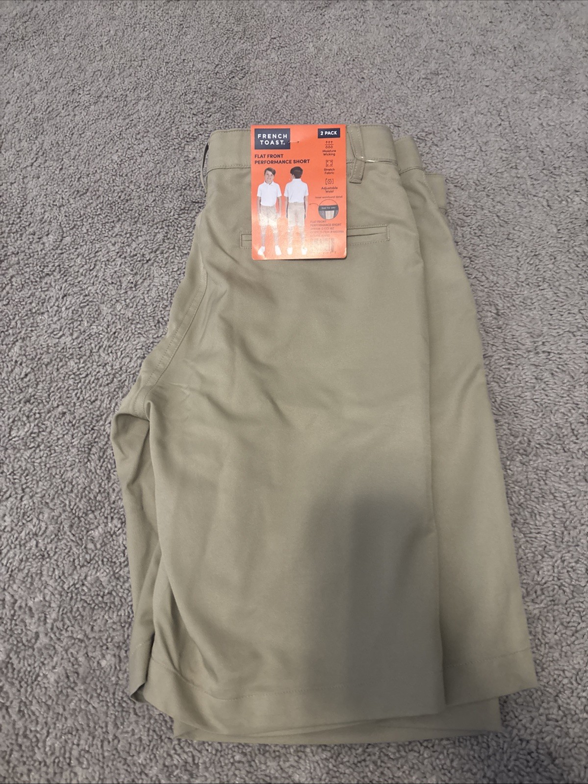 French Toast Youth Boy’s 2-Pack Performance Uniform Shorts, Khaki, Size 16