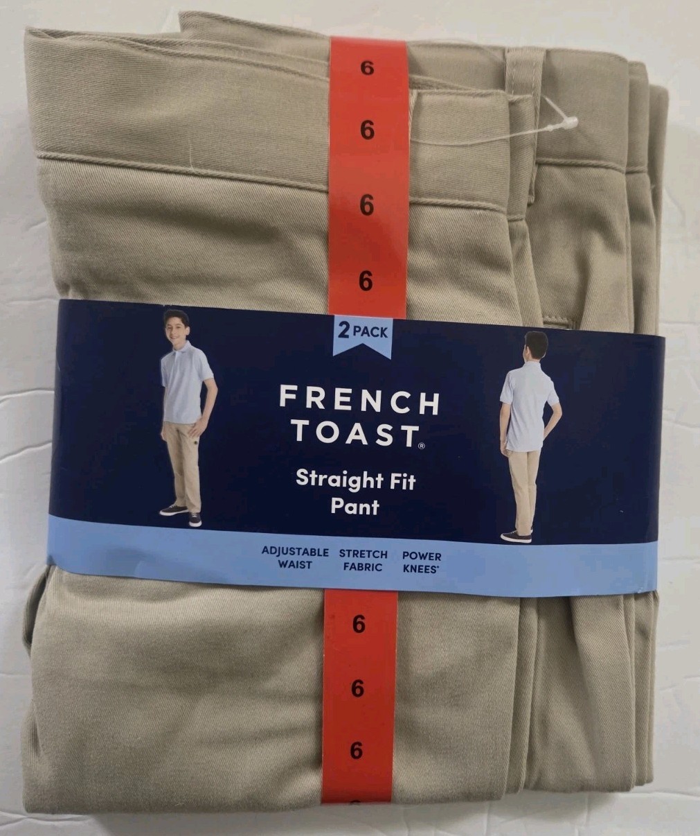 NWT French Toast Boys Size 6 Straight Fit School Uniform Pants Khaki & Navy # 4