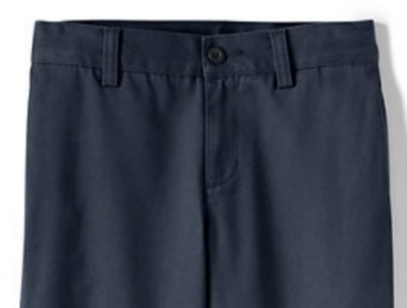 LANDS END Classic Navy School Uniform Plain Front Chino UNHEMMED Pants Boys 8
