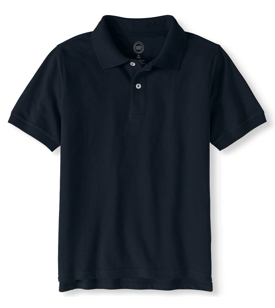 Boys Wonder Nation School Uniform White/Navy, Short Sleeve Pique Polo,14-16 2 pk