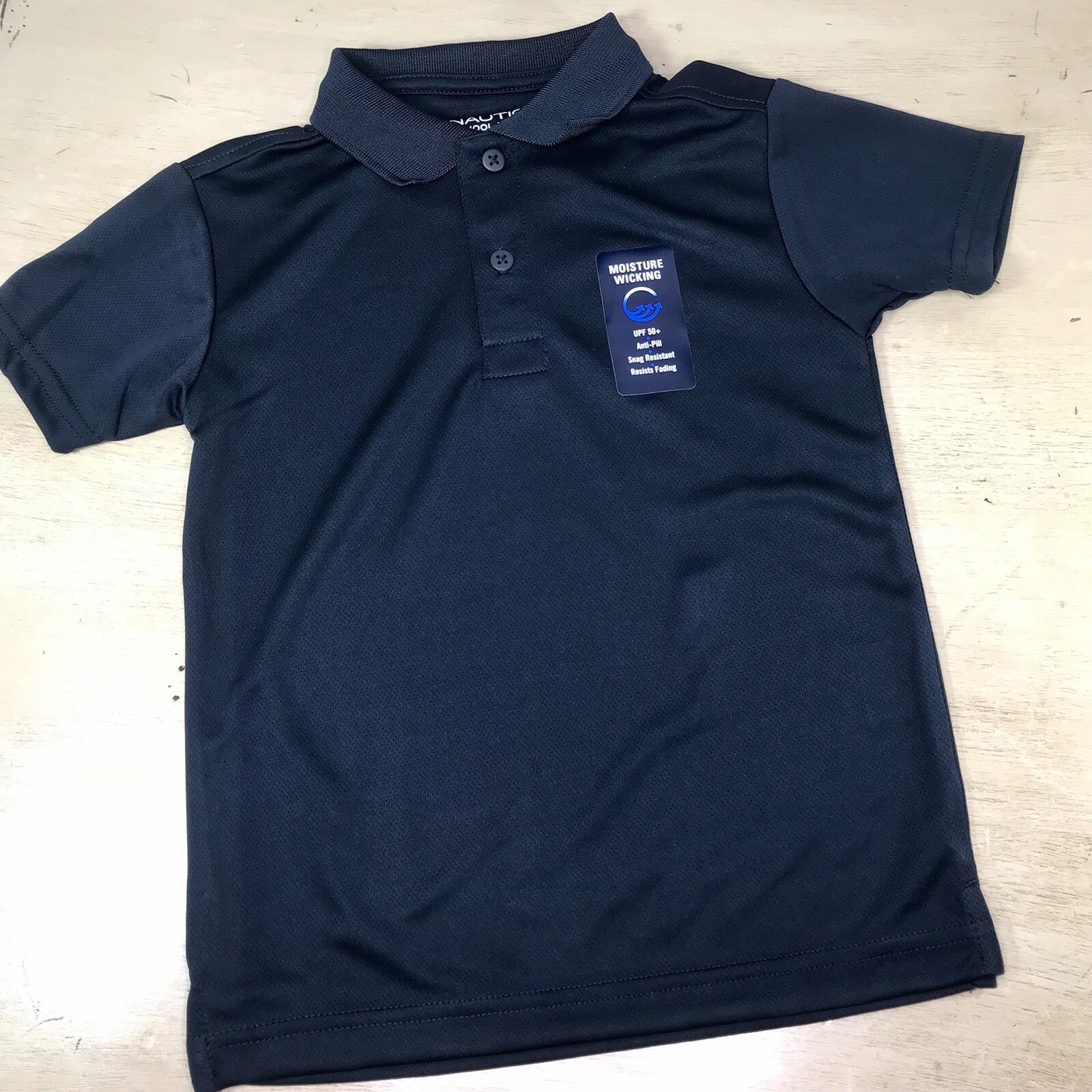 Nautica Polo Shirt Navy Blue Kids Size Large 6 Apparel Short Sleeve Performance