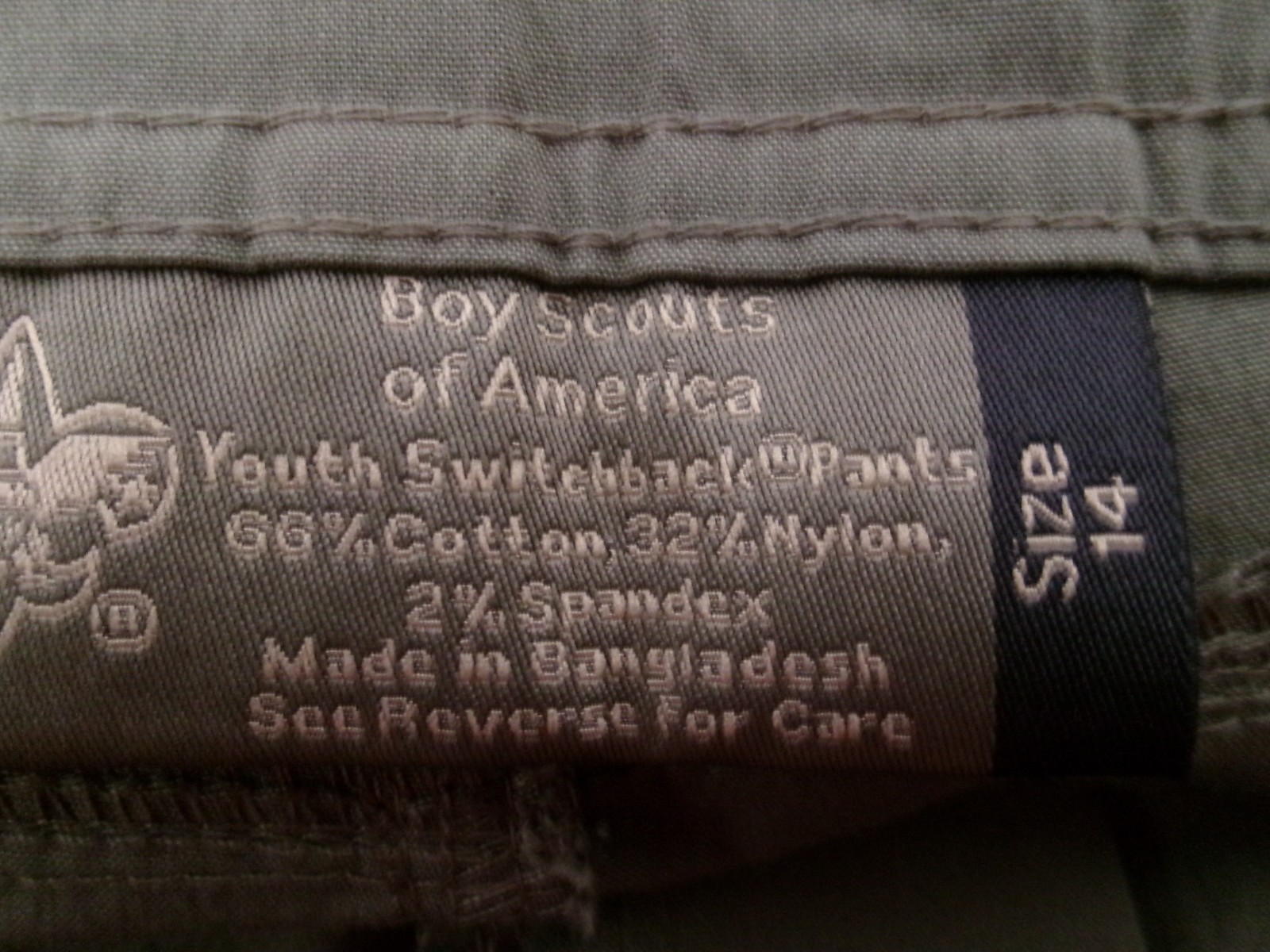 “NWOT” BOY SCOUTS OF AMERICA 🔥 SIZE 14==ARMY GREEN / CONVERSION PANTS / SHORTS