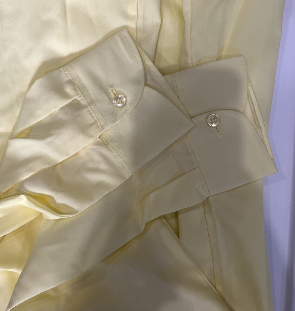 NWT Boys Light Yellow Long Sleeve Button Up Uniform Shirt Point Collar Size 18