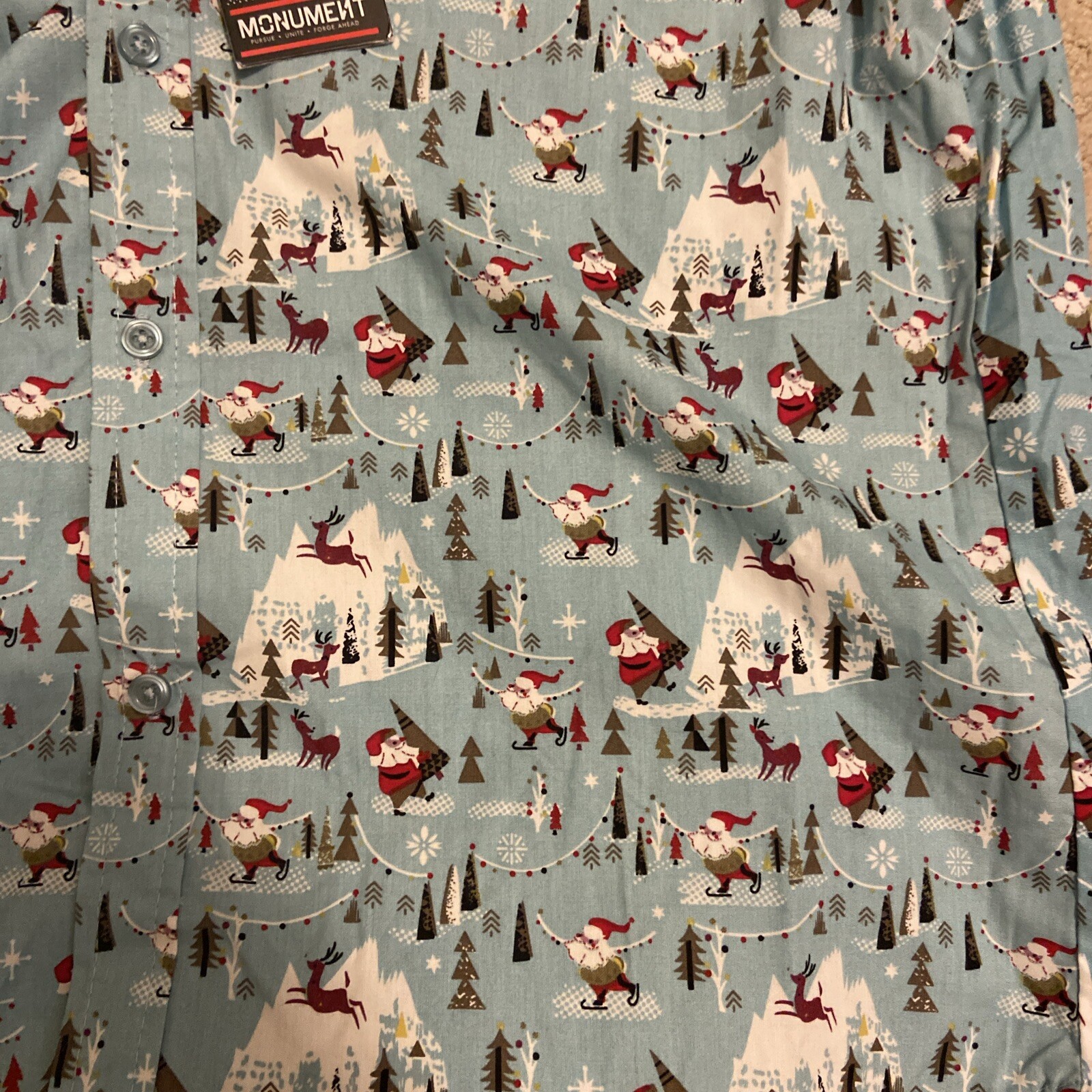 Monument 100% Cotton Boys’ Large Button-Down Christmas Shirt