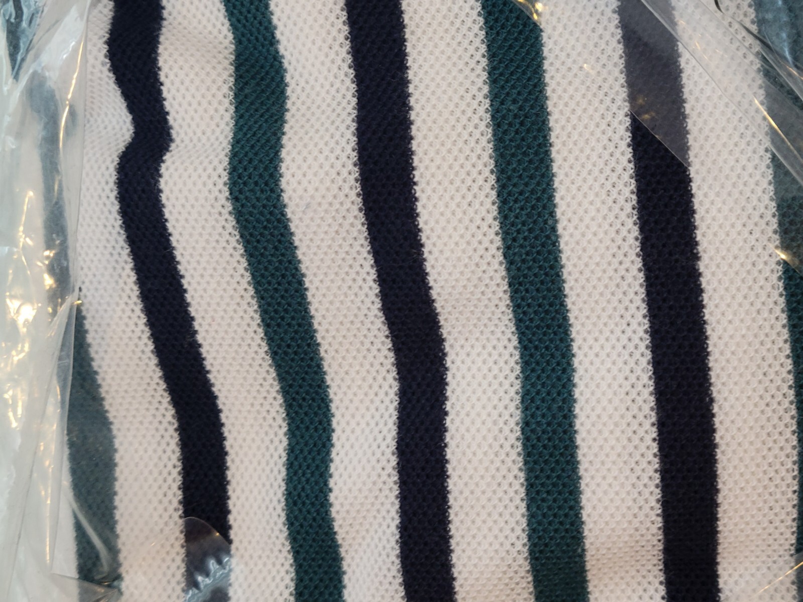 Brums Milano Uniform Polo White/green/navy Stripe Shirt Size 14 NWT