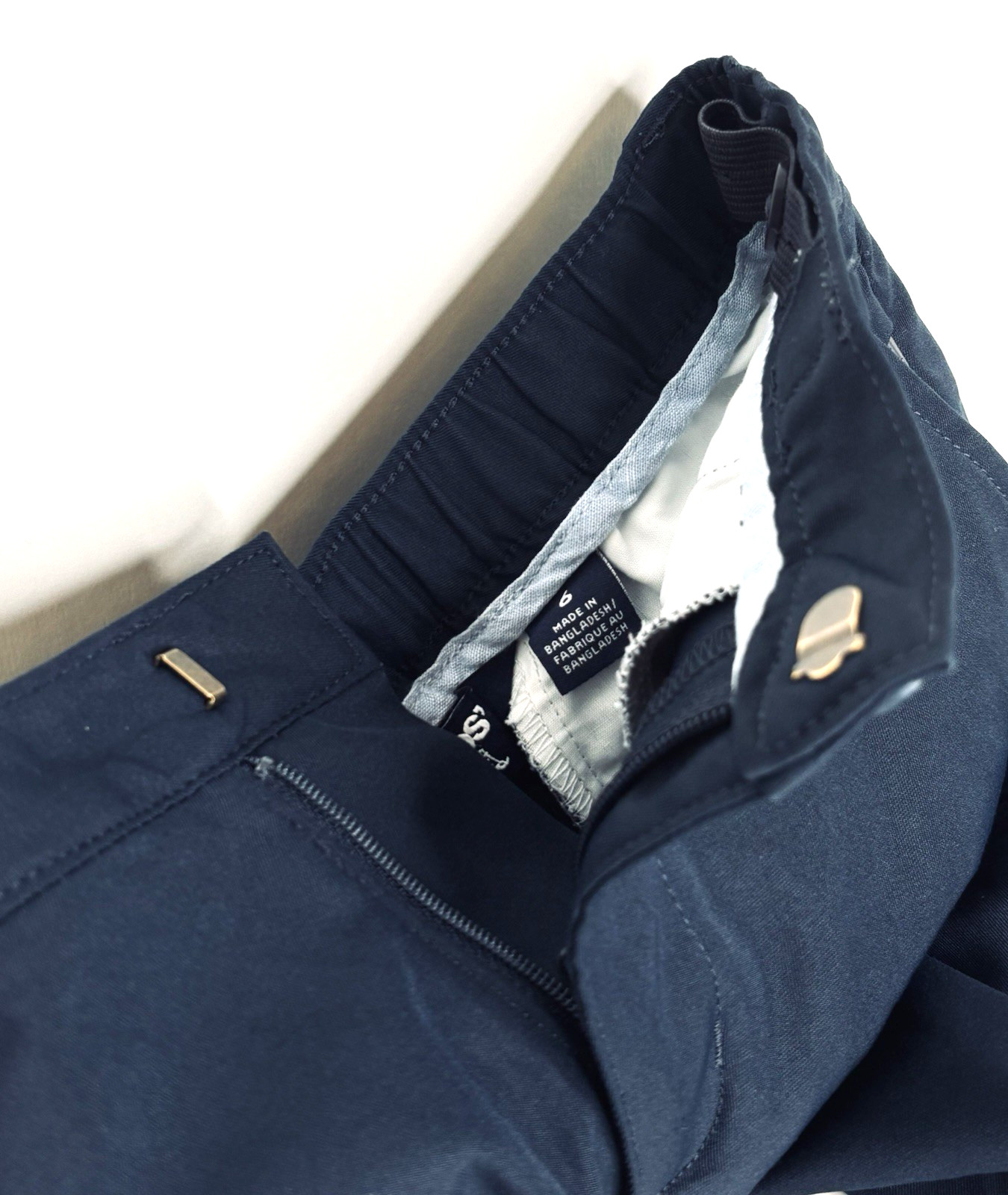 Lands’ End Boys 6 Navy Blue School Uniform Chino Shorts Adjustable Waist Pockets