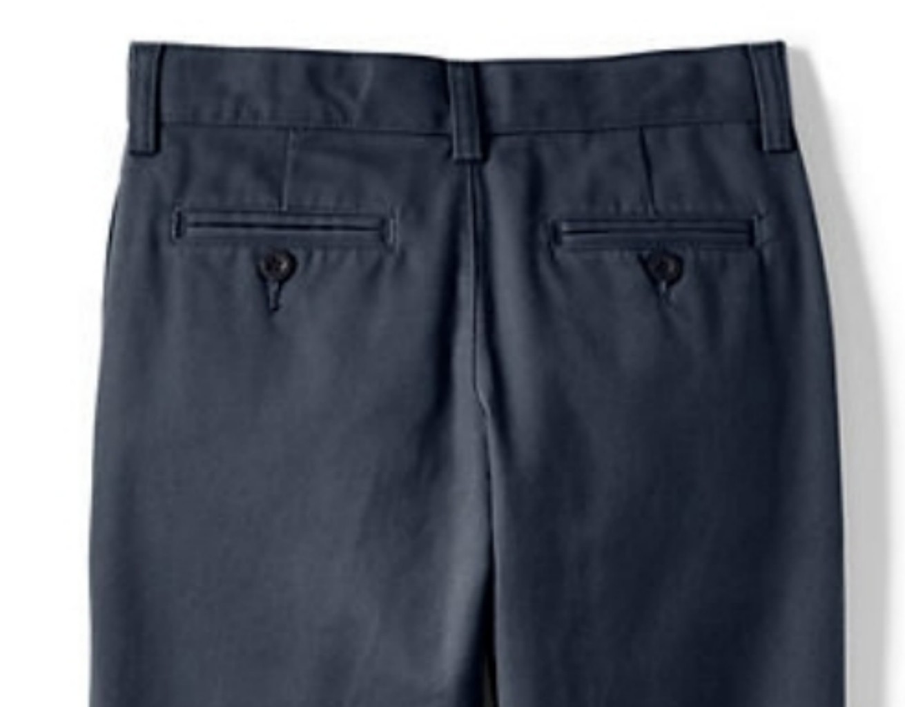 LANDS END Classic Navy School Uniform Plain Front Chino UNHEMMED Pants Boys 8